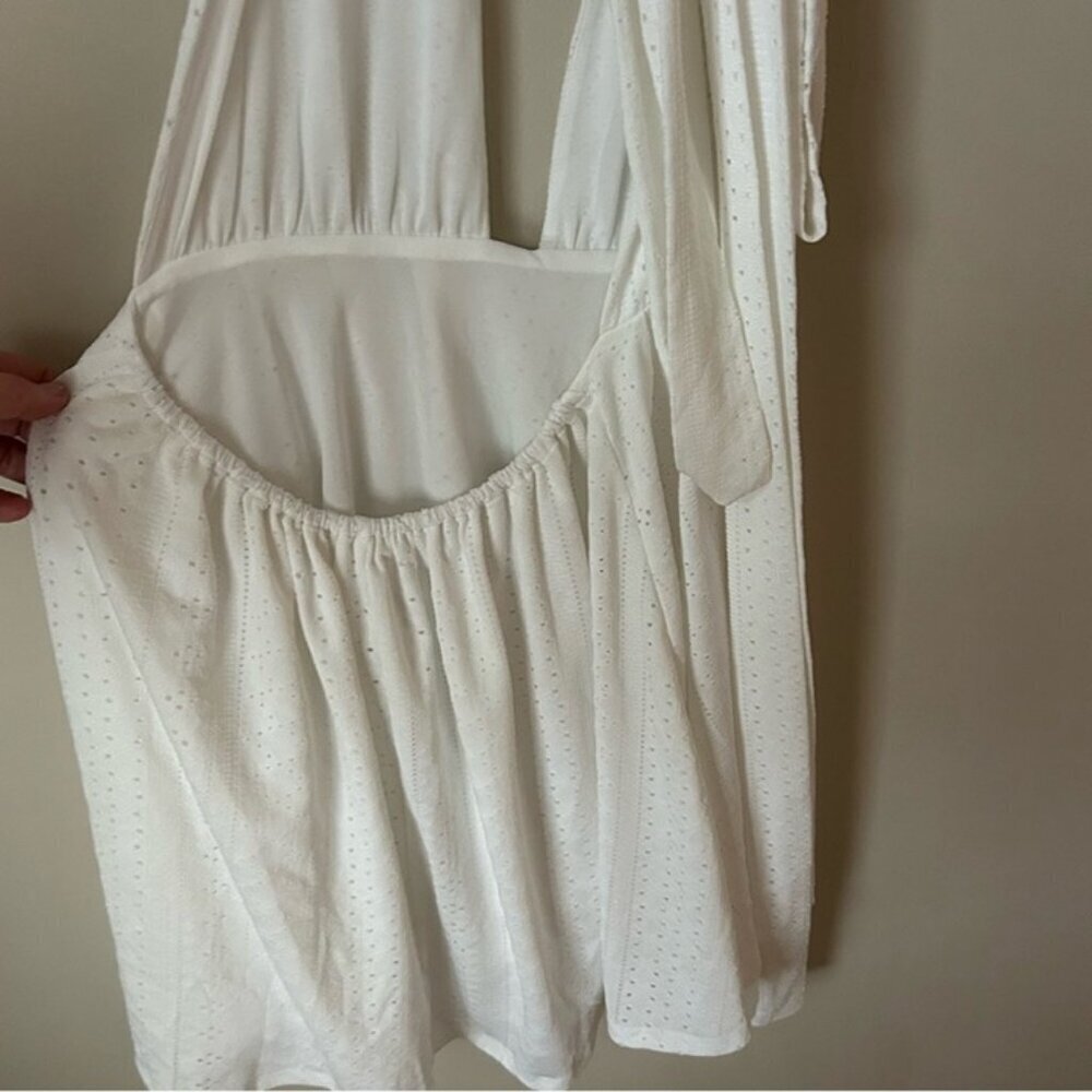NWOT SHEIN White Plunge V-Neck Eyelet Sleeveless Mini Dress Women’s Size Small - Picture 8 of 9